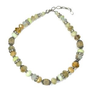 Pale Earth Tone Rhinestone Cluster Necklace